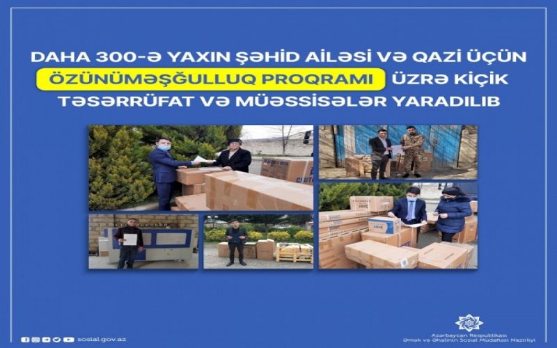 Daha 300-ə yaxın şəhid ailəsi və qazi üçün kiçik təsərrüfat yaradılıb 