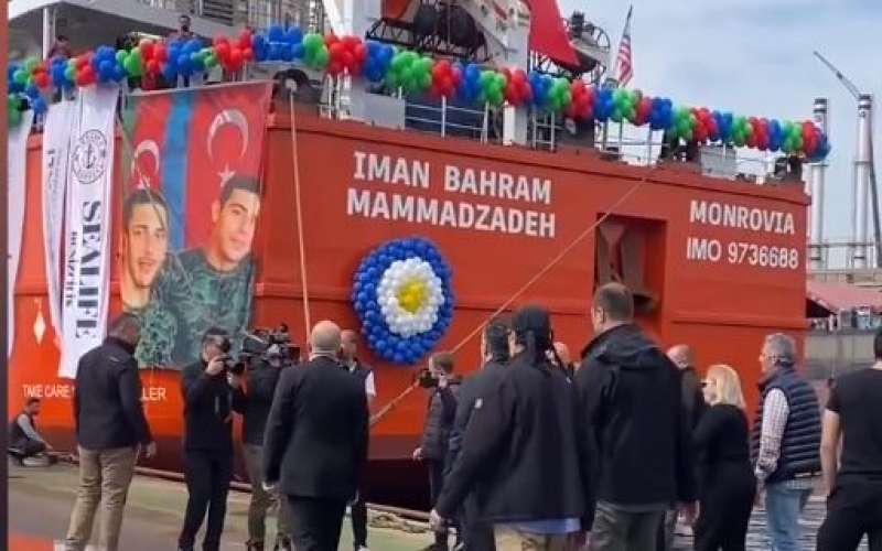 Şəhid qardaşların adı verilən gəmi suya buraxıldı -   FOTO/VİDEO